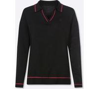 Polokragenpullover HEINE "Pullover", Damen, Gr. 46, schwarz, 100% Polyacryl, gemustert, mehrfarbig, Pullover (91540153-46) schwarz
