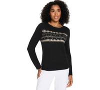 Langarm-Pullover schwarz-camel-gemustert 40 Polyacryl