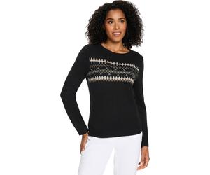 Langarm-Pullover schwarz-camel-gemustert 46 Polyacryl