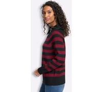 Langarm-Pullover schwarz-kirsche-geringelt 50