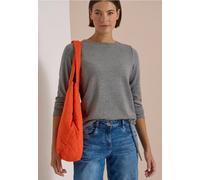 Langarmshirt CECIL, Damen, Gr. M (40), grau (flint grau melange), Stoff, 67% Viskose, 28% Polyester, 5% Elasthan, unifarben, normal normal, Rundhals, abgesteppt, Shirts Langarmshirt, aus softem Materi