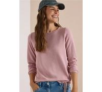 Langarmshirt CECIL, Damen, Gr. M (40), rosa (velvet rose melange), Stoff, 67% Viskose, 28% Polyester, 5% Elasthan, unifarben, normal normal, Rundhals, abgesteppt, Shirts Langarmshirt, aus softem Mater