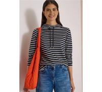 Langarmshirt CECIL, Damen, Gr. XL (44), urban dunkelblau, Web, 50% Baumwolle, 50% Modal, gestreift, comfort fit normal, hoch geschlossener Ausschnitt, abgesteppt, Shirts Langarmshirt, im Streifendesig