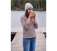 Langarmshirt CECIL, Damen, Gr. L (42), braun (rot wine), Web, 48% Baumwolle, 48% Modal, 4% Elasthan, gestreift, comfort fit normal, ohne Ausschnitt, abgesteppt, Shirts Langarmshirt, mit Kapuze (542129