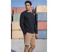 Langarmshirt STREET ONE MEN, Herren, Gr. S (38), schwarz (schwarz ink blau), Web, 100% Baumwolle, unifarben, normal normal, Rundhals, abgesteppt, Shirts Langarmshirt, aus reiner Baumwolle (19072650-S)