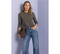 Langarmshirt STREET ONE, Damen, Gr. 38, grün (schwarz), Jersey, 95% Baumwolle, 5% Elasthan, regular fit normal, Rundhals, abgesteppt, Shirts Langarmshirt, Jersey (35673759-38) schwarz