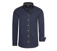 Langarmhemd RUSTY NEAL, Herren, Gr. XL, EURO-Größen, blau (dunkelblau), 97% Baumwolle, 3% Elasthan, unifarben, casual, Langarm, Hemden, mit dezenter Kontrast-Naht (36334917-XL) dunkelblau