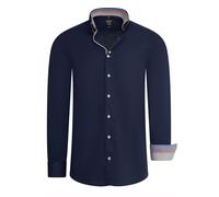 Rusty Neal Herren-Hemd Premium Body-Fit Langarm Stretch Kontrast Hemd Business-Meetings Freizeit-Hemd Hochzeit 026, Farbe:Marine, Größe S-3XL:XXL
