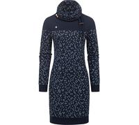 Sweatkleid RAGWEAR "Chloe Dress", Damen, Gr. S (36), Normalgrößen, blau (dunkelblau), 70% Baumwolle, 30% Polyester, tailliert ca. Mitte Oberschenkel, hoch geschlossener Ausschnitt, Ärmel ohne Ärmelsch
