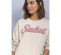 Sweatshirt STREET ONE, Damen, Gr. 34, stone sand meliert, Sweatware, 60% Baumwolle, 40% Polyester, unifarben, comfort fit, Rundhals, Bündchen, Sweatshirts Sweatshirt, mit Artwork (44418811-34) stone s
