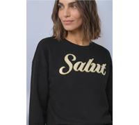 Sweatshirt STREET ONE, Damen, Gr. 44, schwarz, Sweatware, 60% Baumwolle, 40% Polyester, unifarben, comfort fit, Rundhals, Bündchen, Sweatshirts Sweatshirt, mit Artwork (86517719-44) schwarz
