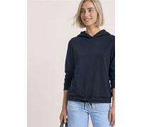 Sweatshirt STREET ONE, Damen, Gr. 46, schwarzest blau, Sweatware, 60% Baumwolle, 40% Polyester, unifarben, comfort fit, ohne Ausschnitt, Bündchen, Sweatshirts Sweatshirt, mit Kapuze (32073230-46) schw