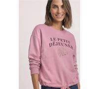 Sweatshirt STREET ONE, Damen, Gr. 38, vintage blush, Sweatware, 60% Baumwolle, 40% Polyester, bedruckt, normal, Rundhals, abgesteppt, Sweatshirts Sweatshirt, mit Wording-Print (16728534-38) vintage bl