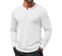 Langarm T-Shirt Herren Atmungsaktiv Weich Komfortabel Mode T-Shirts Klassisch Casual Einfarbig Basic Shirt B-White 4XL