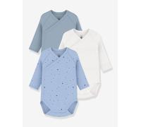 Langarm-Wickelbodys Baby 3er-Pack PETIT BATEAU blau Gr. 74