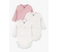 Langarm-Wickelbodys Baby 3er-Pack PETIT BATEAU rosa Gr. 74