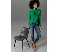 Langarmbluse ANISTON CASUAL, Damen, Gr. 44, grün, Georgette, Obermaterial: 100% Polyester, unifarben, figurumspielend Po-bedeckend, elastischer Bund mit Gummizug, Blusen, mit kleinem Volant im Vordert