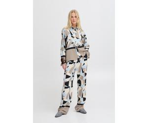 Langarmbluse B.YOUNG "Langarm-Bluse BYFAVIA", Damen, Gr. 40, bunt (humus blocks), Obermaterial: 96% Polyester PES. 4% Elasthan EL., Blusen (49635501-40) humus blocks