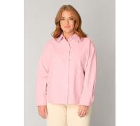 Langarmbluse BASE LEVEL CURVY "Bella", Damen, Gr. 46, soft pink, Web, Obermaterial: 100% Baumwolle, unifarben, normal hüftlang, Rundhals, Blusen, kurz, mit Brusttasche (50274019-46) soft pink