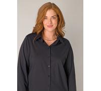 Langarmbluse BASE LEVEL CURVY "Lara", Damen, Gr. 50, schwarz, Web, Obermaterial: 75% Polyamid, 25% Elasthan, unifarben, hüftbedeckend, Rundhals, 1-Knopf-Manschette, Blusen, mit Stretch (78710835-50) s