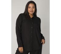 Langarmbluse BASE LEVEL CURVY "Yaella", Damen, Gr. 54/56, schwarz, Web, Obermaterial: 55% Leinen, 45% Viskose, unifarben, regular fit hüftbedeckend, Rundhals, 1-Knopf-Manschette krempelbar, Blusen, mi