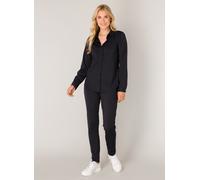 Langarmbluse BASE LEVEL "Tamara", Damen, Gr. 36, schwarz, Web, Obermaterial: 75% Polyamid, 25% Elasthan, unifarben, tailliert hüftbedeckend, Rundhals, 1-Knopf-Manschette, Blusen, mit Stretch und Knopf