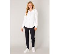 Langarmbluse BASE LEVEL "Tamara", Damen, Gr. 42, weiß, Web, Obermaterial: 75% Polyamid, 25% Elasthan, unifarben, tailliert hüftbedeckend, Rundhals, 1-Knopf-Manschette, Blusen, mit Stretch und Knopflei