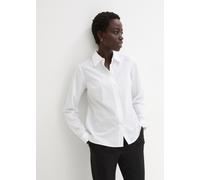 Langarmbluse BONPRIX "Bluse", Damen, Gr. 38, weiß, Web, Obermaterial: 65% Polyester, 35% Baumwolle, loose fit hüftbedeckend, Blusen, lockere Passform, für eleganten Auftritt, aus Baumwollmischung (162