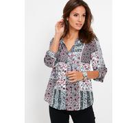 Langarmbluse BONPRIX, Damen, Gr. 38, silbergrau bedruckt, Web, Obermaterial: 100% Polyester, regular fit, Blusen, Regular Fit, eleganter Stil, mit langem Arm, aus Polyester (53787710-38) silbergrau be