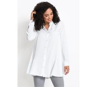 Langarmbluse BONPRIX, Damen, Gr. 42, weiß, Web, Obermaterial: 100% Viskose, unifarben, A-Linie Po-bedeckend, 1-Knopf-Manschette mit Schlitz, Blusen, A-Linie, für femininen Look, aus Viskose, mit Hemdb