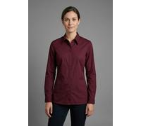 Langarmbluse BONPRIX "Long-Stretch-Bluse", Damen, Gr. 42, rot (ahornrot), Obermaterial: 72% Baumwolle, 26% Polyamid, 2% Elasthan, festlich, loose fit, Blusen, lockere Passform, mit Stehkragen, mit ver
