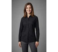 Langarmbluse BONPRIX "Long-Stretch-Bluse", Damen, Gr. 44, schwarz, Obermaterial: 72% Baumwolle, 26% Polyamid, 2% Elasthan, festlich, loose fit, Blusen, lockere Passform, mit Stehkragen, mit verdeckter