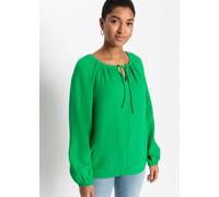 Langarmbluse BONPRIX "Musselin-Bluse aus Baumwolle", Damen, Gr. 48, grün (aloegrün), Obermaterial: 100% Baumwolle, oversize, Blusen Langarmbluse, Oversize-Passform, für vielseitige Anlässe (21729416-4