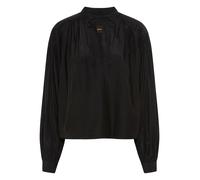 Langarmbluse BOSS ORANGE "Bellis Premium Damenmode", Damen, Gr. 38, schwarz (schwarz 001), Obermaterial: 51% Cupro, 49% Modal, unifarben, oversize hüftbedeckend, 1-Knopf-Manschette, Blusen, mit elegan