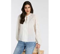 Langarmbluse BOSS ORANGE "Belvast Premium Damenmode", Damen, Gr. 46, weiß (open weiß 118), Web, Obermaterial: 100% Baumwolle, unifarben, hüftlang, Rundhals, Raglanärmel elastischer Bund, Blusen, Baumw