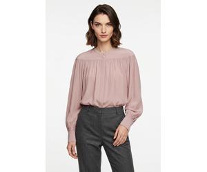 Langarmbluse BOSS ORANGE "Bethena Premium Damenmode", Damen, Gr. 46, rosa (open pink 698), Web, Obermaterial: 100% Viskose, unifarben, relaxed fit hüftbedeckend, Rundhals, Manschette, Blusen, mit verd