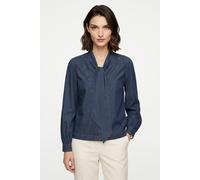 Langarmbluse BOSS ORANGE "Betilla Premium Damenmode", Damen, Gr. 46, blau (medium blau 420), Web, Obermaterial: 100% Lyocell, unifarben, regular fit hüftbedeckend, Manschette, Blusen, mit Schal-Detail