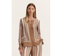 Langarmbluse BUGATTI, Damen, Gr. 40, 70, braun, Chiffon, 100% Viskose, bedruckt, normal, Rundhals, Blusen, Modern Fit mit grafischem Print (15852439-40) 70, braun