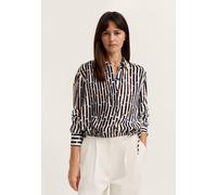 Langarmbluse BUGATTI, Damen, Gr. 46, 390, marine, Chiffon, 100% Viskose, bedruckt, normal, ohne Ausschnitt, Blusen, mit grafischem Print aus Viskose (66948332-46) 390, marine