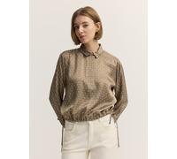 Langarmbluse BUGATTI "Modern Fit", Damen, Gr. 46, braun (70, cognac), 100% Viskose, bedruckt, normal, ohne Ausschnitt, Blusen, Modern Fit Viskose Grafikprint Hemdkragen (69053124-46) 70, cognac