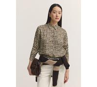 Langarmbluse BUGATTI "Modern Fit", Damen, Gr. 46, bunt (70, cognac), 100% Viskose, kariert, normal, ohne Ausschnitt, Blusen, Modern Fit Viskose Hemdkragen Grafikmuster (70318925-46) 70, cognac