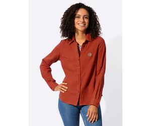 Langarmbluse CASUAL LOOKS, Damen, Gr. 44, rot (rostrot), 100% Baumwolle, unifarben, Blusen (86007226-44) rostrot