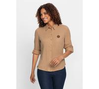 Langarmbluse CASUAL LOOKS, Damen, Gr. 50, braun (camel), 100% Baumwolle, unifarben, Blusen (15038759-50) camel