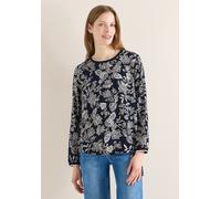 Langarmbluse CECIL, Damen, Gr. 3XL, universal blau, Stoff, 100% Viskose, gemustert, klassisch normal, Rundhals, Rippbündchen, Blusen, aus softer Viskose (86730069-XXXL) universal blau