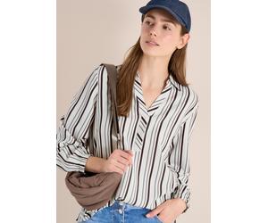 Langarmbluse CECIL, Damen, Gr. 3XL, vanilleweiß, Stoff, 100% Viskose, gestreift, normal normal, V-Ausschnitt, elastischer Bund, Blusen, aus softer Viskose (54850453-XXXL) vanilleweiß