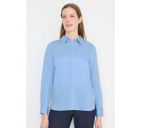 Langarmbluse CECIL, Damen, Gr. L (42), fountain blau, Stoff, 85% Viskose, 15% Polyamid, unifarben, klassisch normal, V-Ausschnitt, Bündchen, Blusen, mit gestreiftem Seersucker-Look (86597129-L) founta