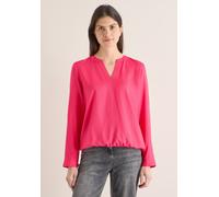 Langarmbluse CECIL, Damen, Gr. L (42), geranium rot, Stoff, 100% Viskose, unifarben, klassisch normal, V-Ausschnitt, Bündchen, Blusen, in Blusen-Optik (13638121-L) geranium rot