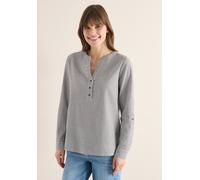 Langarmbluse CECIL, Damen, Gr. L (42), macchiato braun, Web, 75% Baumwolle, 25% Modal, gestreift, klassisch normal, V-Ausschnitt, breiter Bund, Blusen, Knopf (51617624-L) macchiato braun