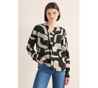 Cecil Langarmbluse Gemusterte Split Neck – V-Ausschnitt, 100% Viskose – Raw Khaki Gr. L