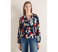 Langarmbluse CECIL, Damen, Gr. L (42), universal blau, Stoff, 100% Viskose, gemustert, klassisch normal, Rundhals, Rippbündchen, Blusen, aus satinierter Viskose (81292153-L) universal blau